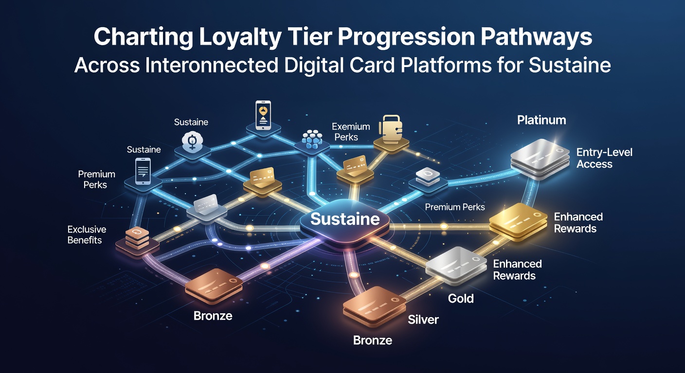 Flowchart diagram illustrating loyalty tier pathways and reward optimization across multiple digital card platforms