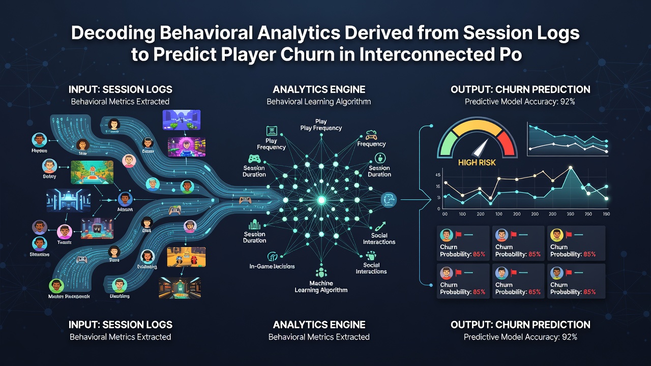 Dashboard screenshot showing churn prediction heatmaps overlaid on poker network traffic graphs