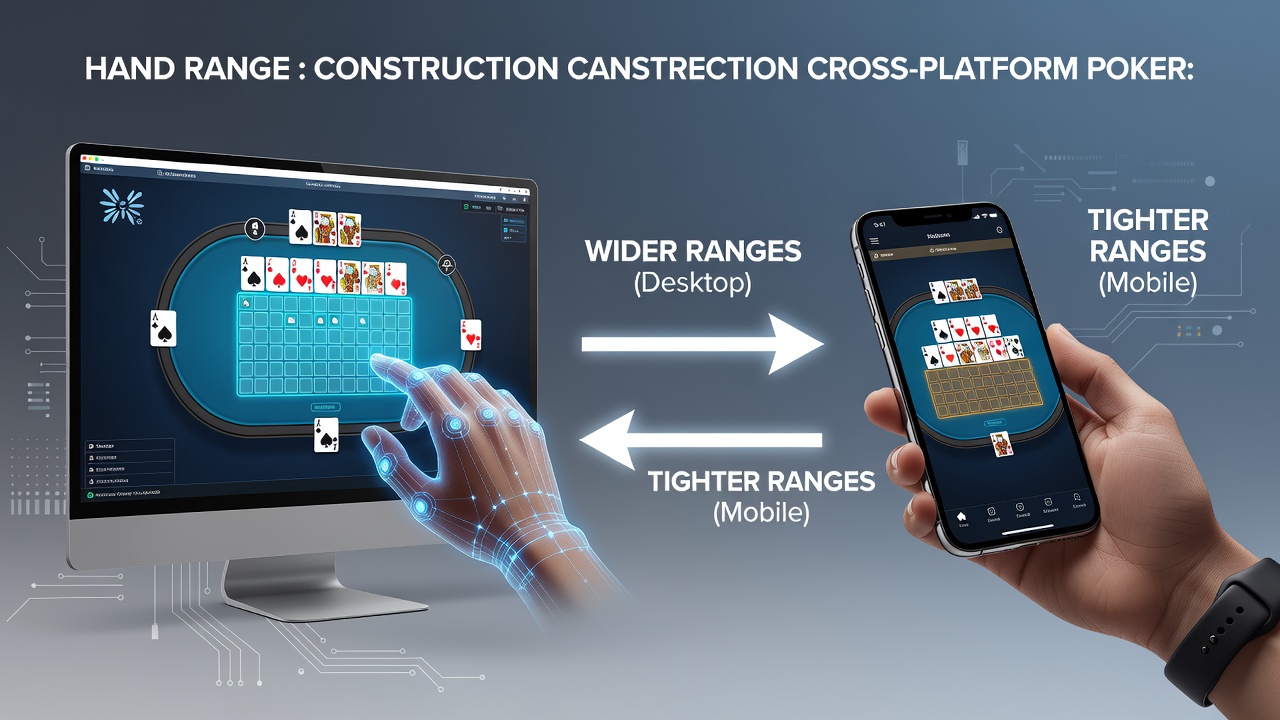 Poker player switching between mobile phone and desktop screen during a cross-platform session