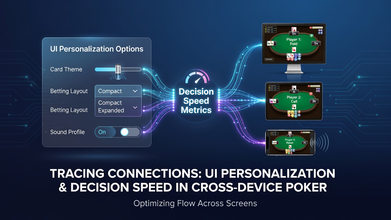 Poker player adjusting personalized interface elements on multiple devices during a session