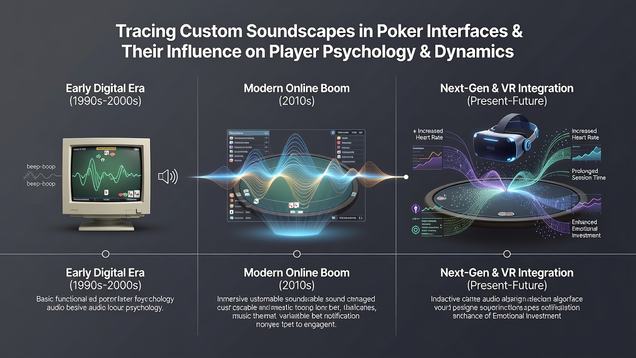 Modern poker app showing custom soundscape controls alongside real-time decision timing graphs during extended sessions