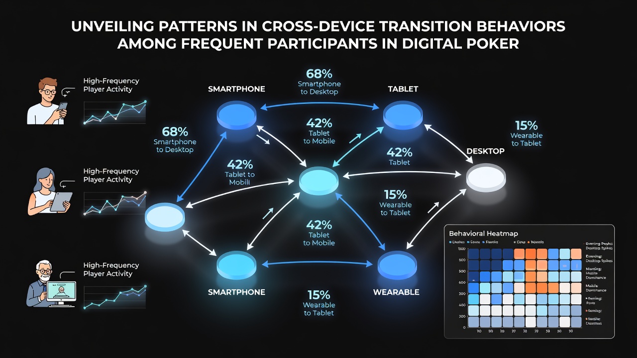 Analytics dashboard showing device transition data in poker sessions